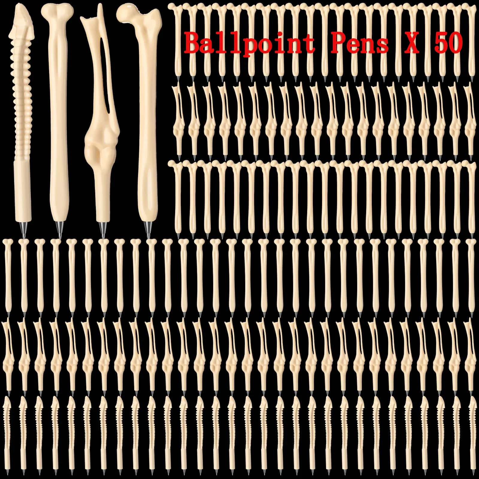 50Pcs Novelty Nurse Bone Pens Bone Design Black Ink Pens Ballpoint Nurses Doctors Medical Student Fun School Supply