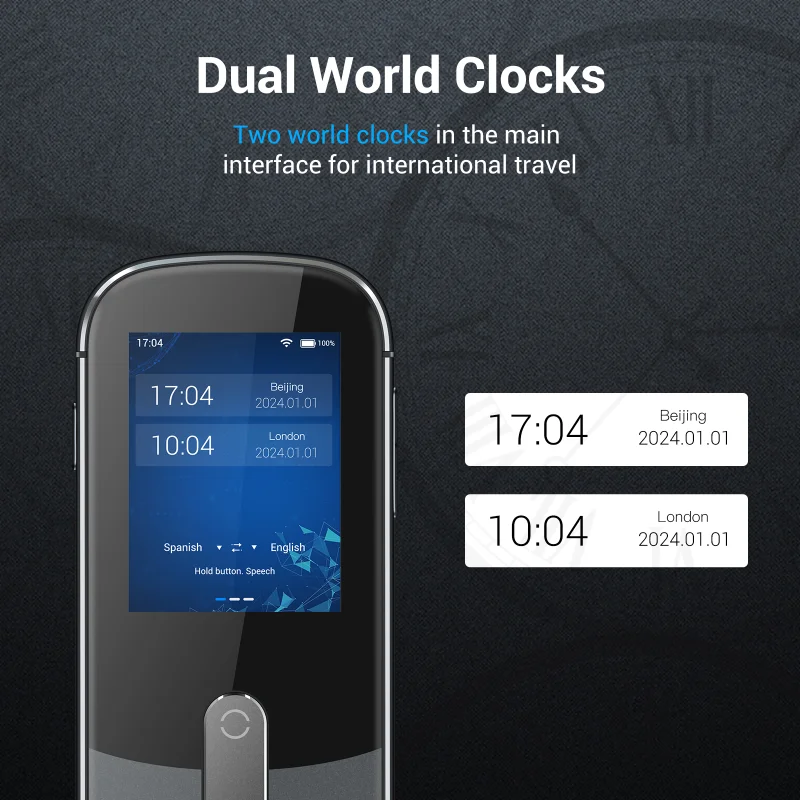 W09 Ai مترجم صوتي ذكي IPS شاشة تحكم باللمس بث صوتي فوري مترجم ذكي مع CHAT GPT