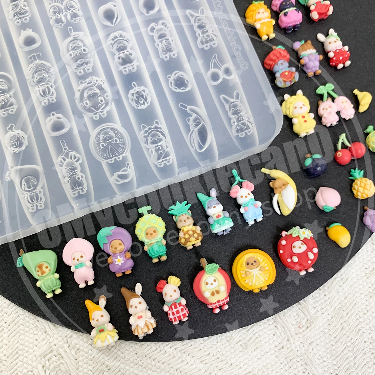 August Blockbuster! Super Cute Little Animal & Fruit Kit: Massive Content - Fruit Toppers + Full Clear Nail Molds