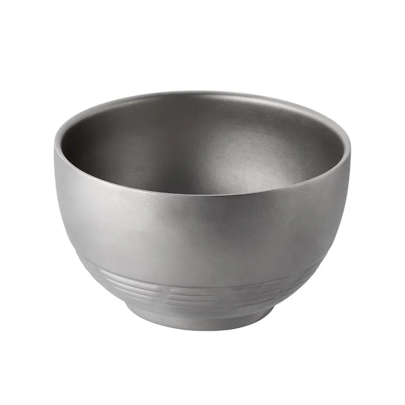 

Titanium Bowl with Double Layer, Outdoor Tableware, Rice Bowl, Non-Slip Bottom, Picnic, Camping, Soup, 2 Pcs