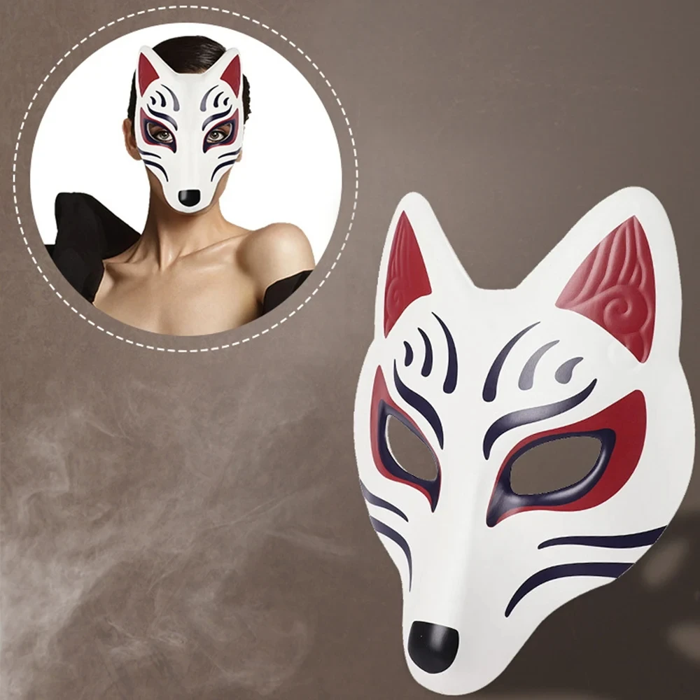 Leather Fox Mask Women Men White Paper Mask Diy 3D Party Dance Masked Fox Girl Props Cosplay Mask Halloween Costume Accessory