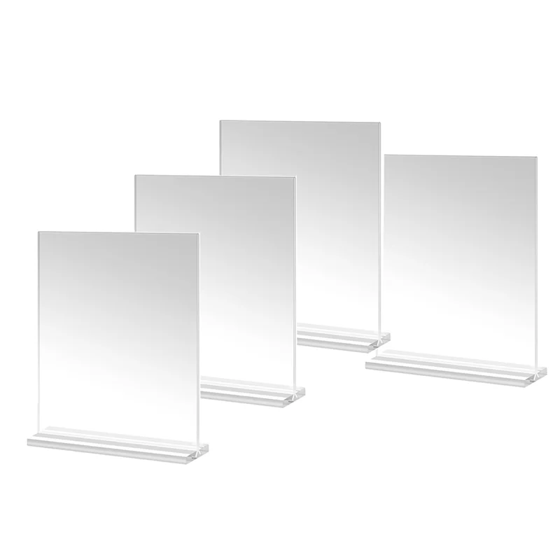 ABKJ-Acrylic Picture Frame 4X6 Inches, 4 Pack Plastic Picture Frames Holder Standing,Double Sided Picture Desktop Display