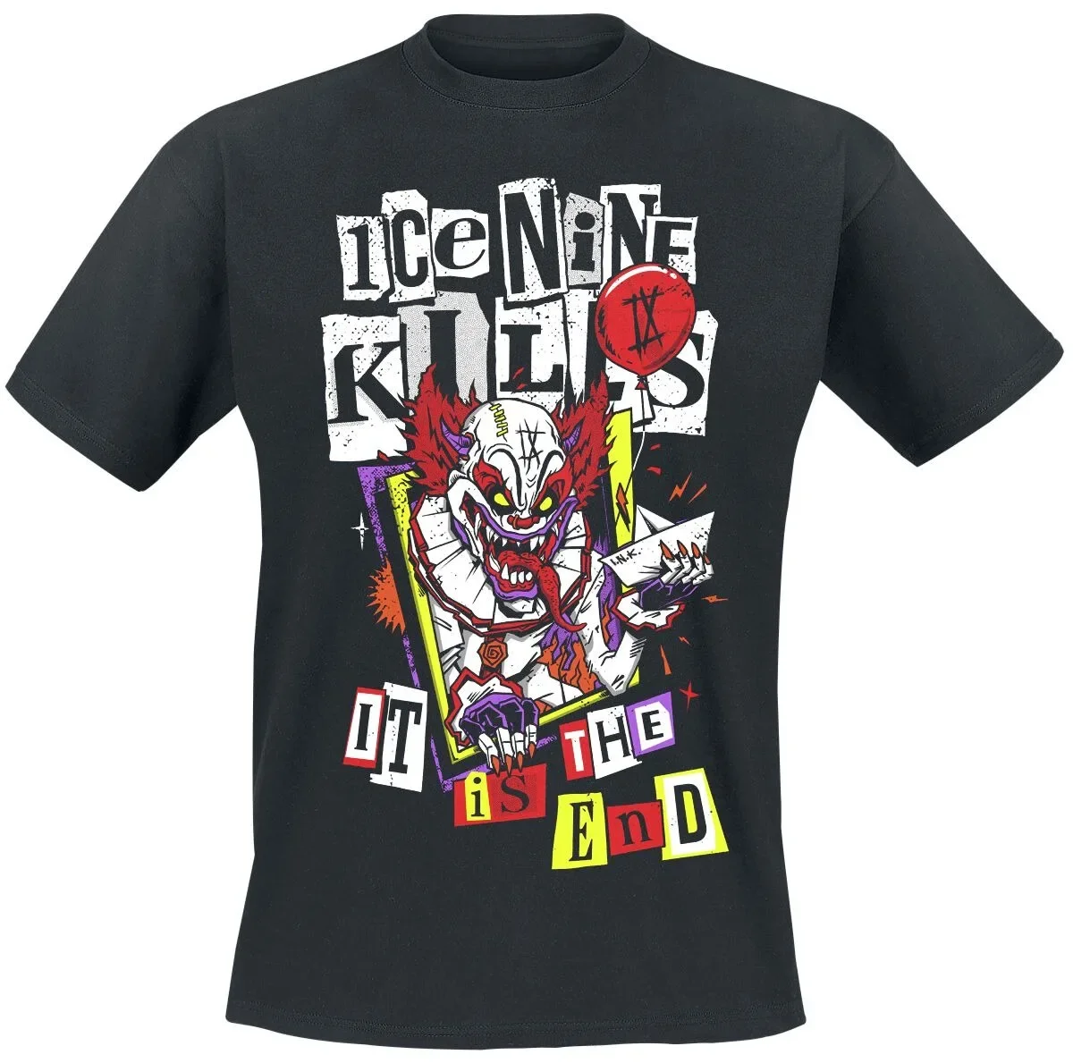 Ice Nine Kills X It The Clown UnisexT-shirt Pennywise Cartoon Print Horror Metal Casual Tee
