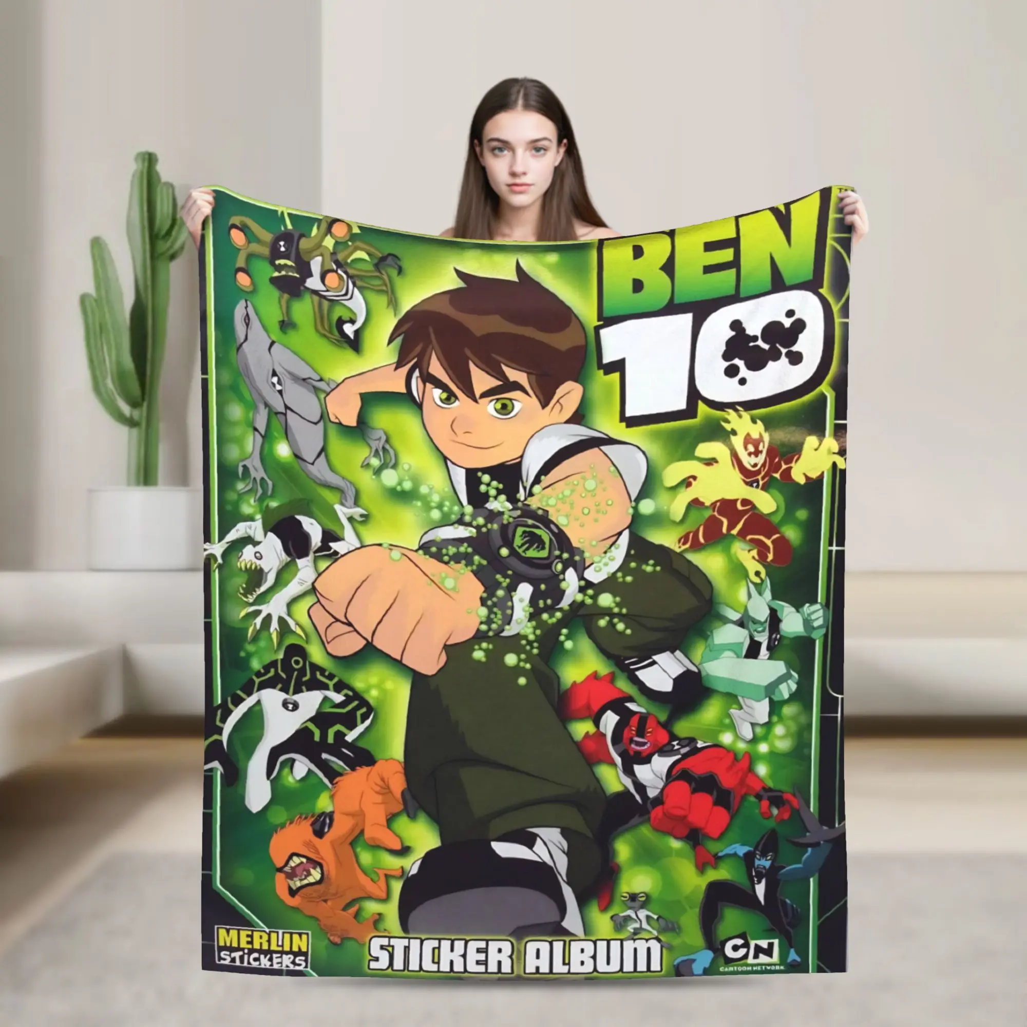 Ben 10 Anime Throw Blanket for Couch  Soft Fuzzy Plush Blanket 50x60 Inches Multiple Sizes Bedspread for All Seasons