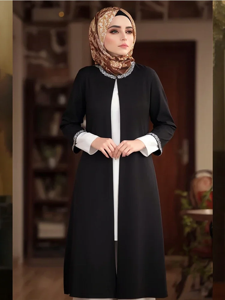 Eid Cardigan musulmano per donna Abaya one Piece Ramadan Abaya donna turchia Kimono Robe marocchino caftano Vestidos 2023