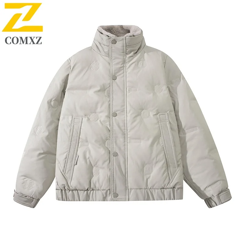 COMXZ Premium Mens Down Jacket Casual Solid Color Outdoor Skiing Lightweight Coat Fashion Daily Style Anti-Cold Winter Wear 2025