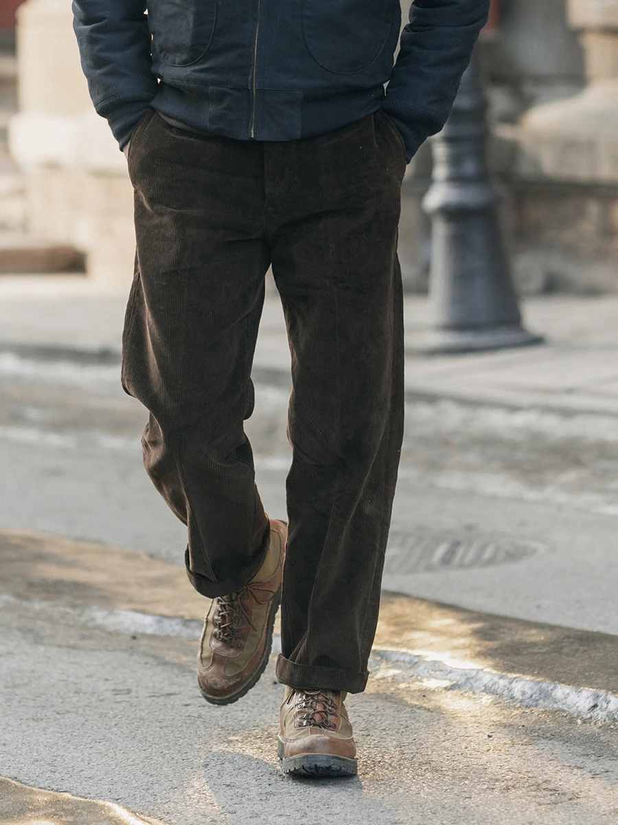 

Мужская красная рабочая одежда Bronson, вельветовые брюки, тяжелые повседневные прямые брюки со средней высокой талией, очень тонкие