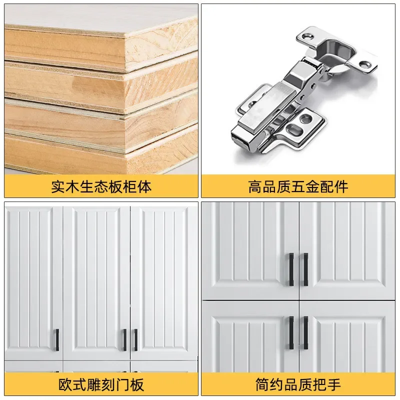 European Style Solid Wood Wall Cabinet Large Capacity Storage Locker for Balcony Bay Window Sunscreen High Cupboard