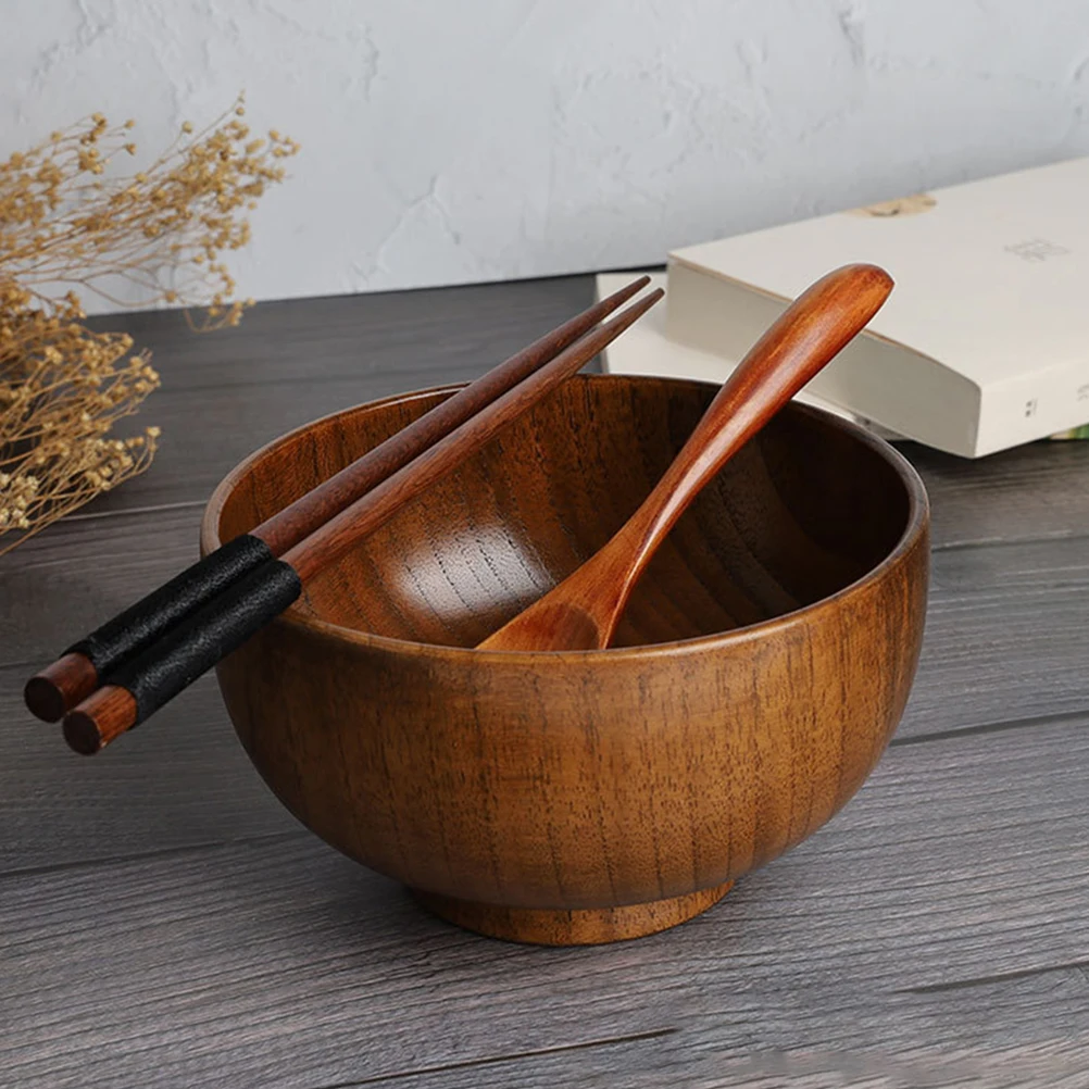 

1pc 12X6.7Cm Wooden Cutlery Natural Wood Fruit Salad Bowl Home Kitchen Thick Creative Food Serving Dessert Container