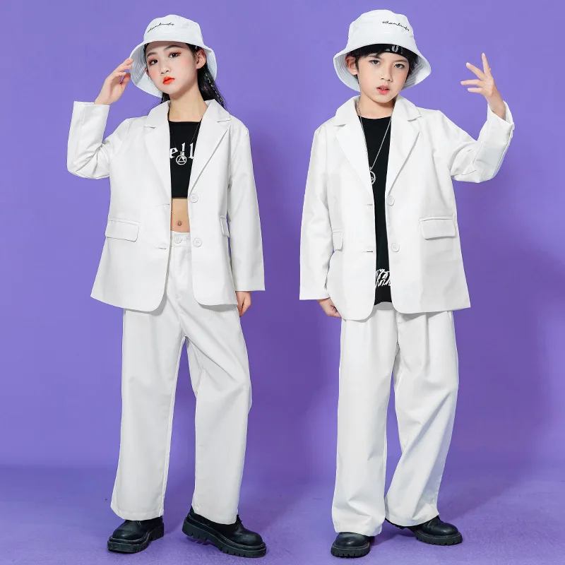 Children Sets Street Dance Costume Pop Performance Dress Girls Jazz Boys Breatheable Hip-hop Clothes Loose Fitting Suit Jacket