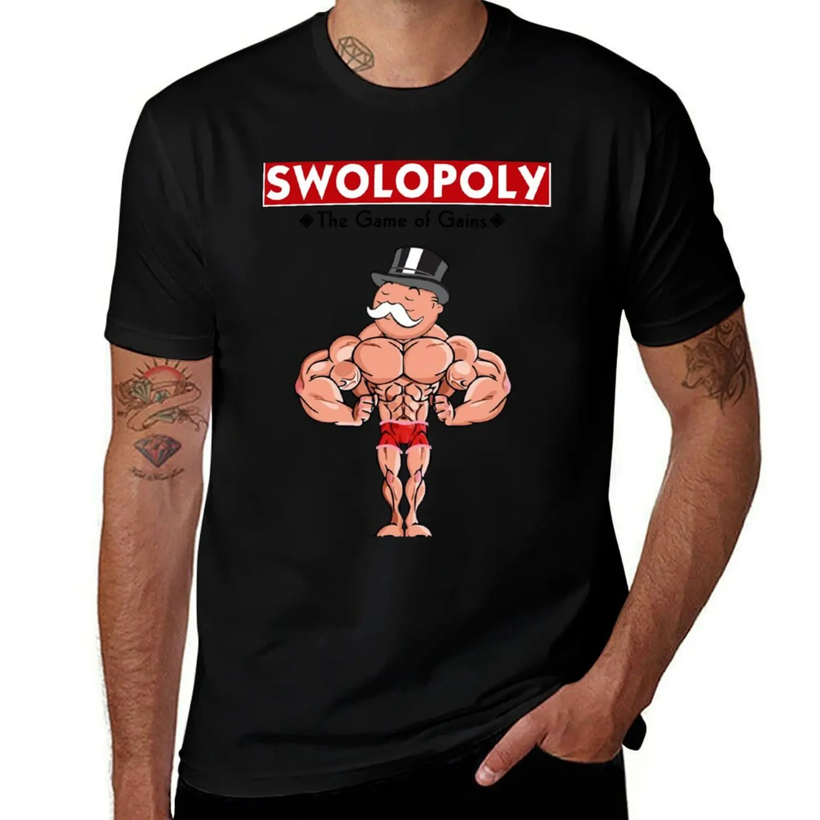 Swolopoly: The Game of Gains T-Shirt Casual Pattern Print Tee Shirt T-Shirt