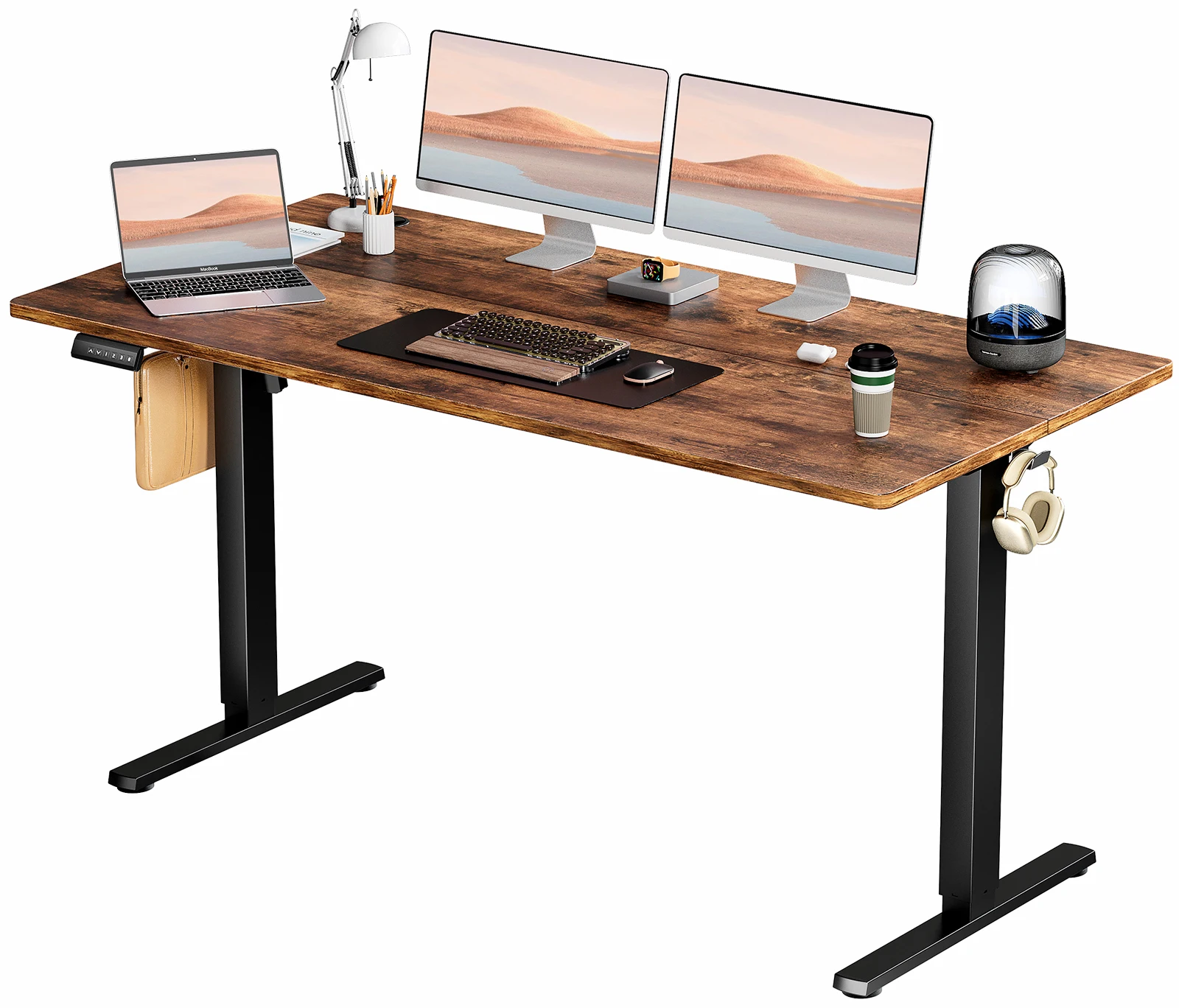 JHK Electric Desk Height Adjustable 63x24 Inch Stand Up Sit Stand Computer Workstation Ergonomic Work Table For Home Office