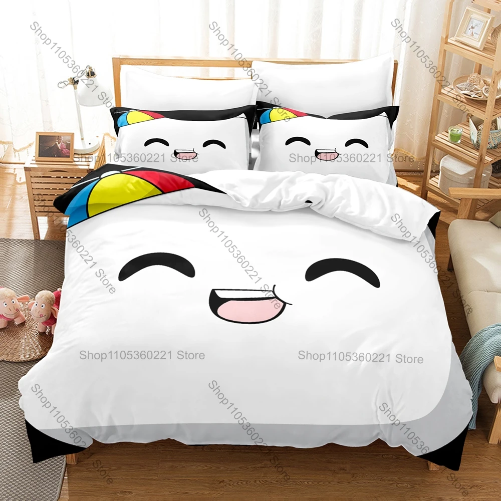Funny Gamer Bedding Set, Duvet Cover & 2 Pillowcases, Iconic SMii7Y Milkbag Mascot Design Comfortable Home Supplies