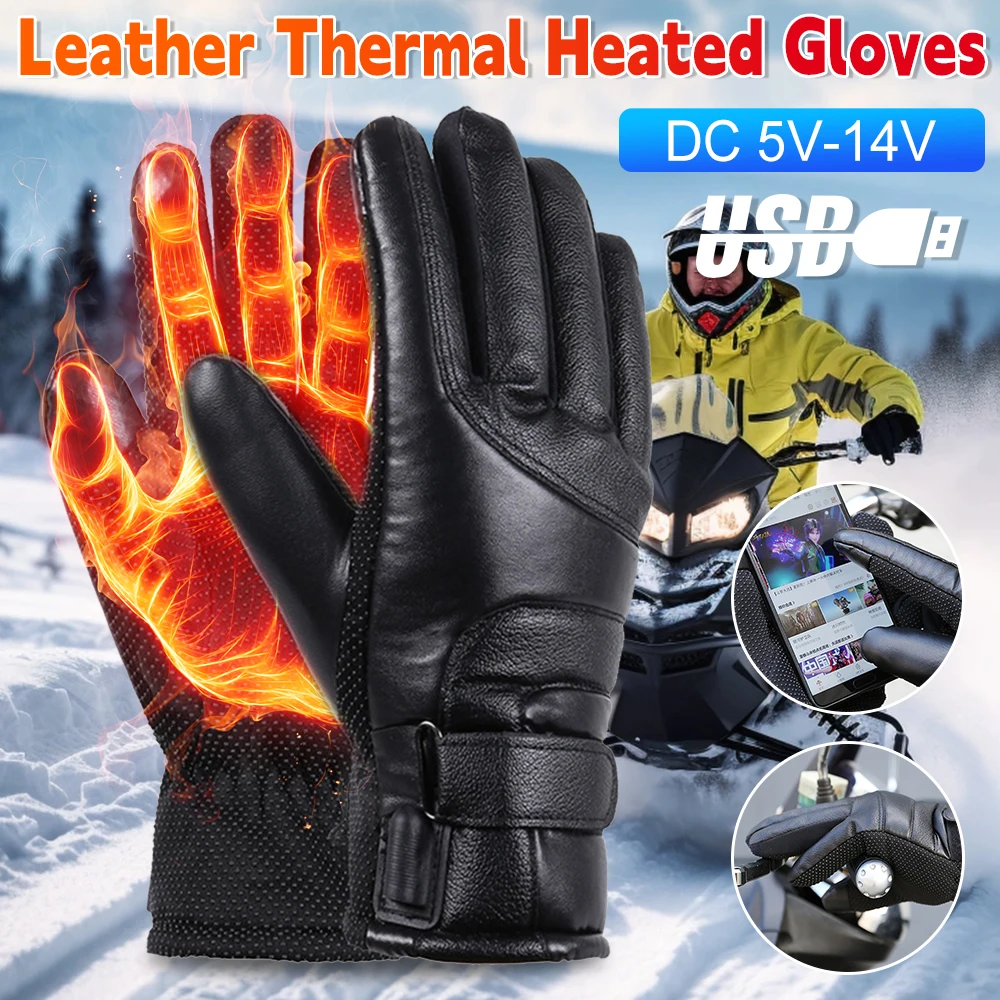 Guantes calefactables eléctricos, guantes térmicos con calefacción para invierno, guantes con pantalla táctil USB, guantes de Moto calentados impermeables para esquiar y hacer senderismo, nuevo