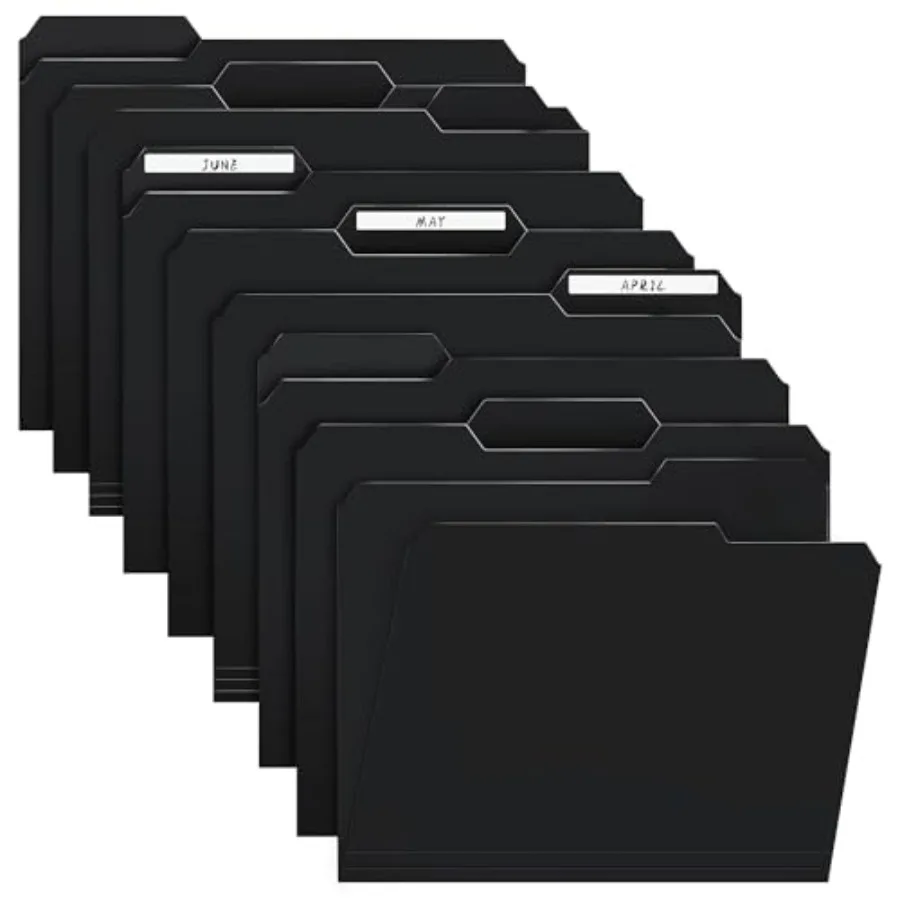 

9 упаковок пластиковых папок для файлов, черные папки Manilla, размер буквы 1, 3 вырезанные вкладки, полиэтиленовая папка для хранения файлов, прочный органайзер для документов для стола