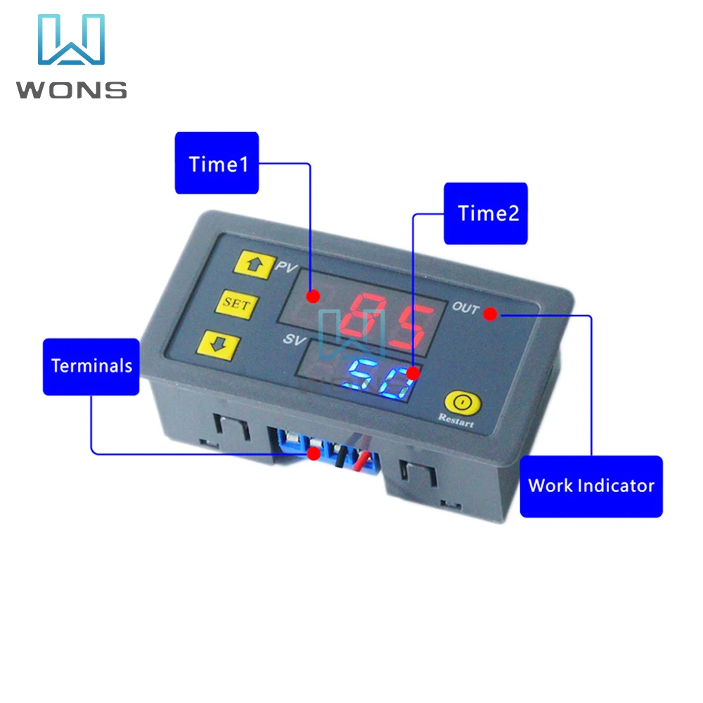 T3230 Digital Time Delay Relay 110V 220V 12/24V LED Display Cycle Timer Control Switch Adjustable Timing Relay Time Delay Switch