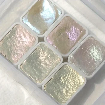 6 Colors Pearl Watercolor Paint Set, Solid Pigment Palette for Traditional Chinese…