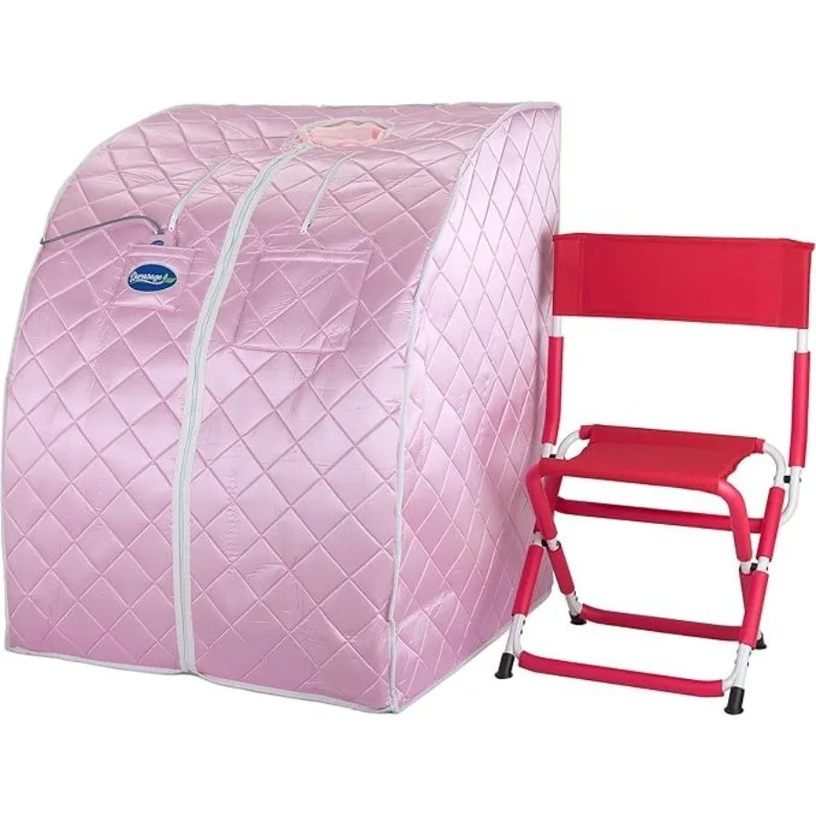 

Light Pink Portable Infrared Sauna Spa for Home Detox Relaxation with Low EMF 30-Min Timer Handheld Remote Heated Footpad and C