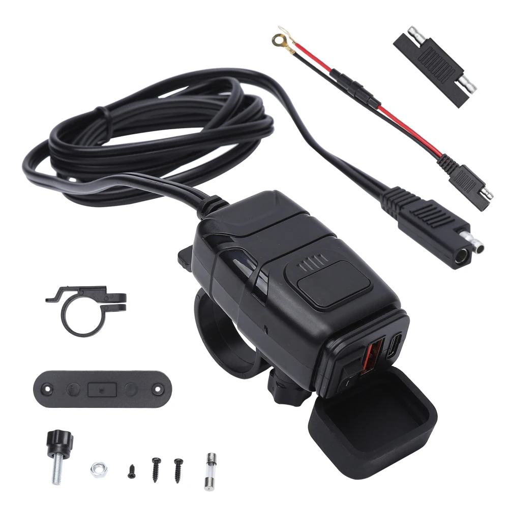 

Motorcycle USB Charger Waterproof Dual Port QC 3.0 SAE To USB Adapter With Voltmeter ON/Off Switch For Phone Tablet GPS