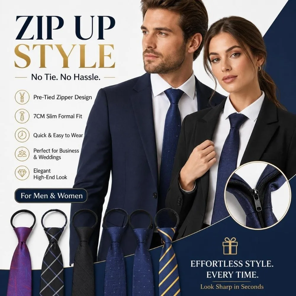 No-Tie Easy Zipper Tie with Elastic Band Multi-Color Easy Pull Lazy Tie 7cm Width Plaid Pre-Tied Zipper Necktie Formal Office