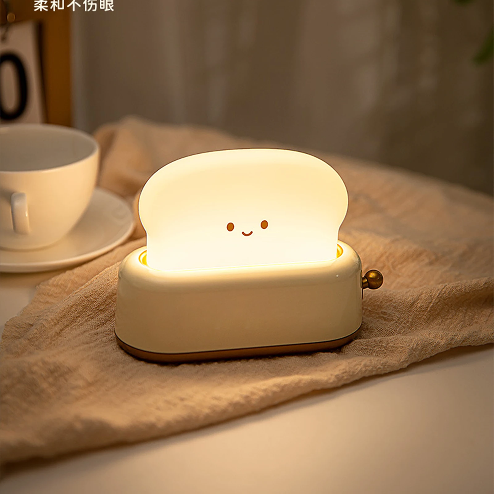 Creative Toast Night Light USB Rechargeable Timing LED Cute Sleep Lamp Bedroom Bedside Lamp Party Decor Baby Feeding Lighting