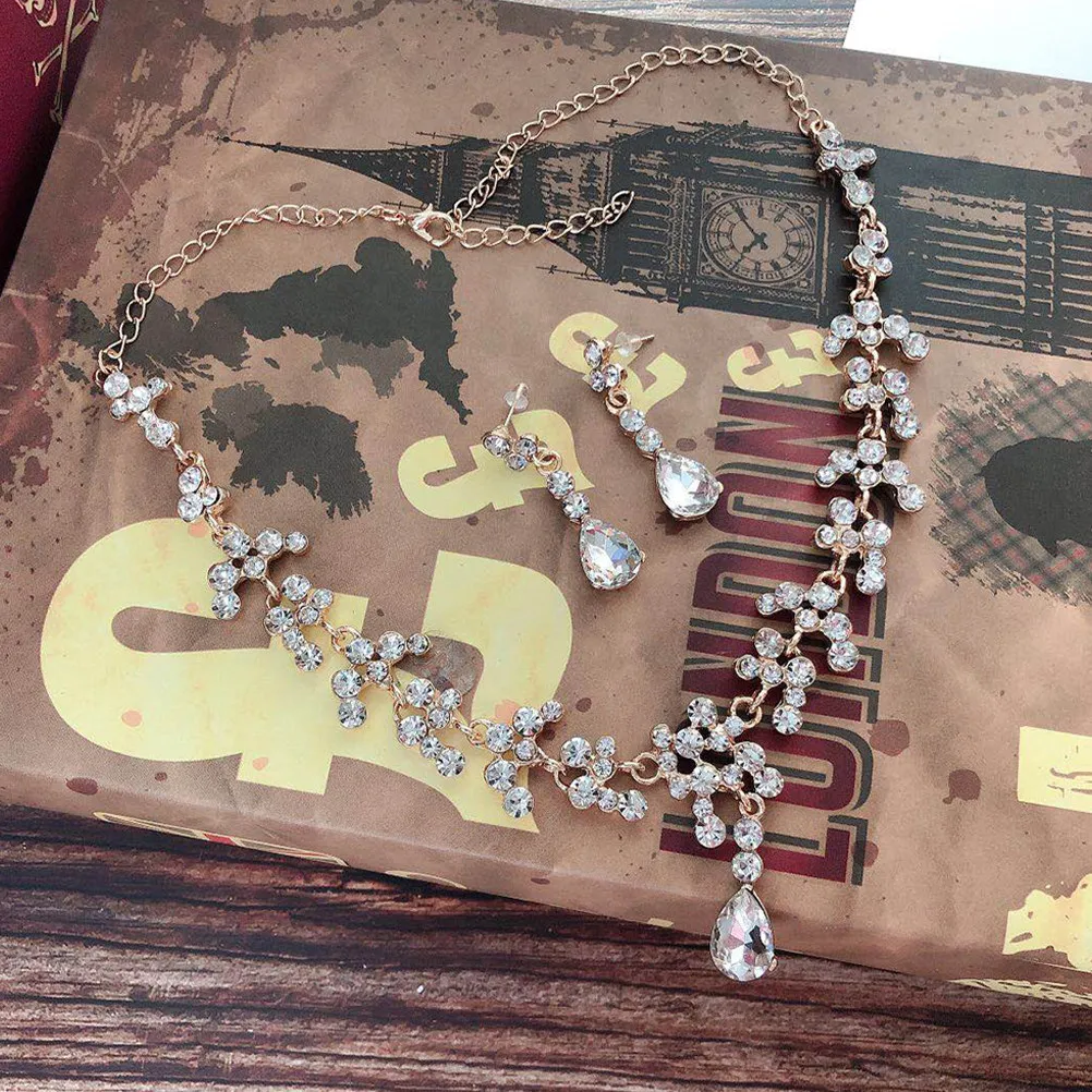 Necklace Bride-to-be Jewelry Bridal Jewellery Crown Golden Wedding Accessories Crystal
