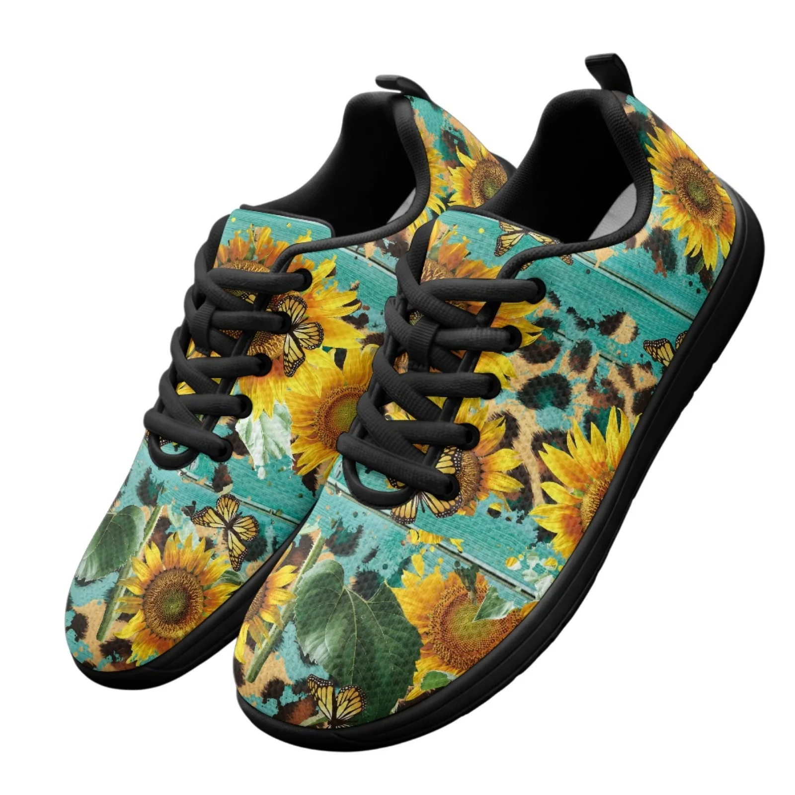 PENSTROLL Sunflower Leopard Print Fashion Sneakers Walking Shoes for Men for Mens Breathable Running Shoes