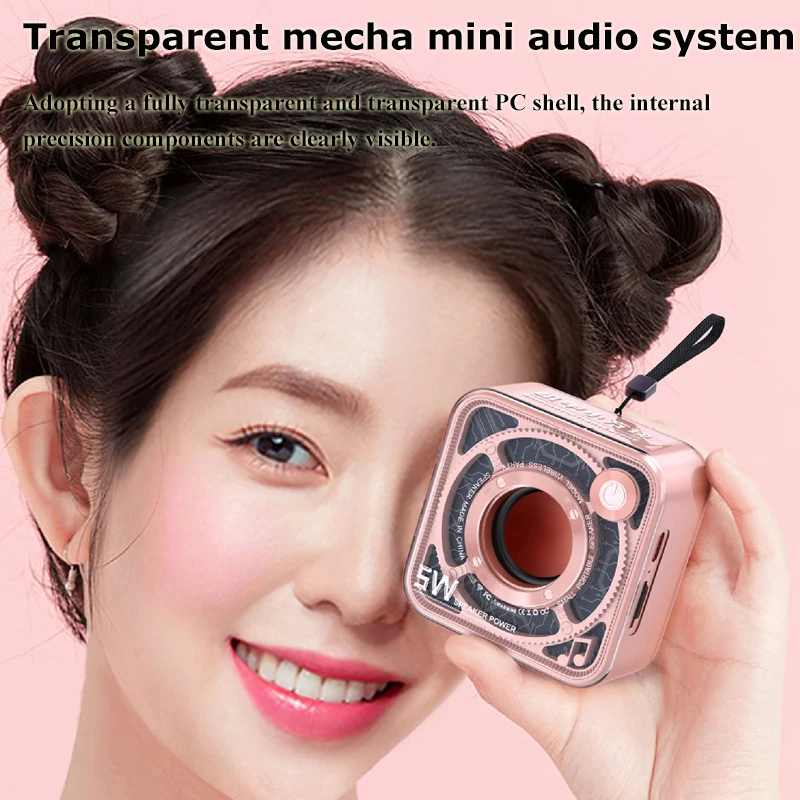 2023 Transparent Mecha Wireless Bluetooth Speaker Portable Mini Subwoofer Support 3D Surround Sound TWS Series Audio Loudspeaker