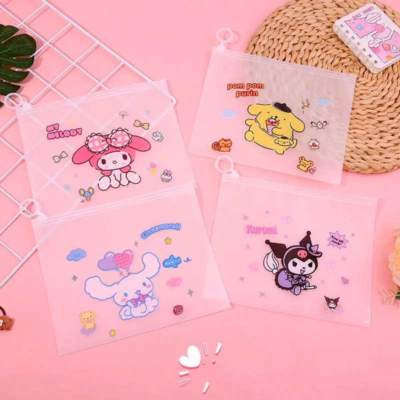 36pcs/lot Sanrio Kuromi Melody Ring Pencil Case Cartoon Storage Bag Stationery File Pouch Office School Supplies Kids Gift