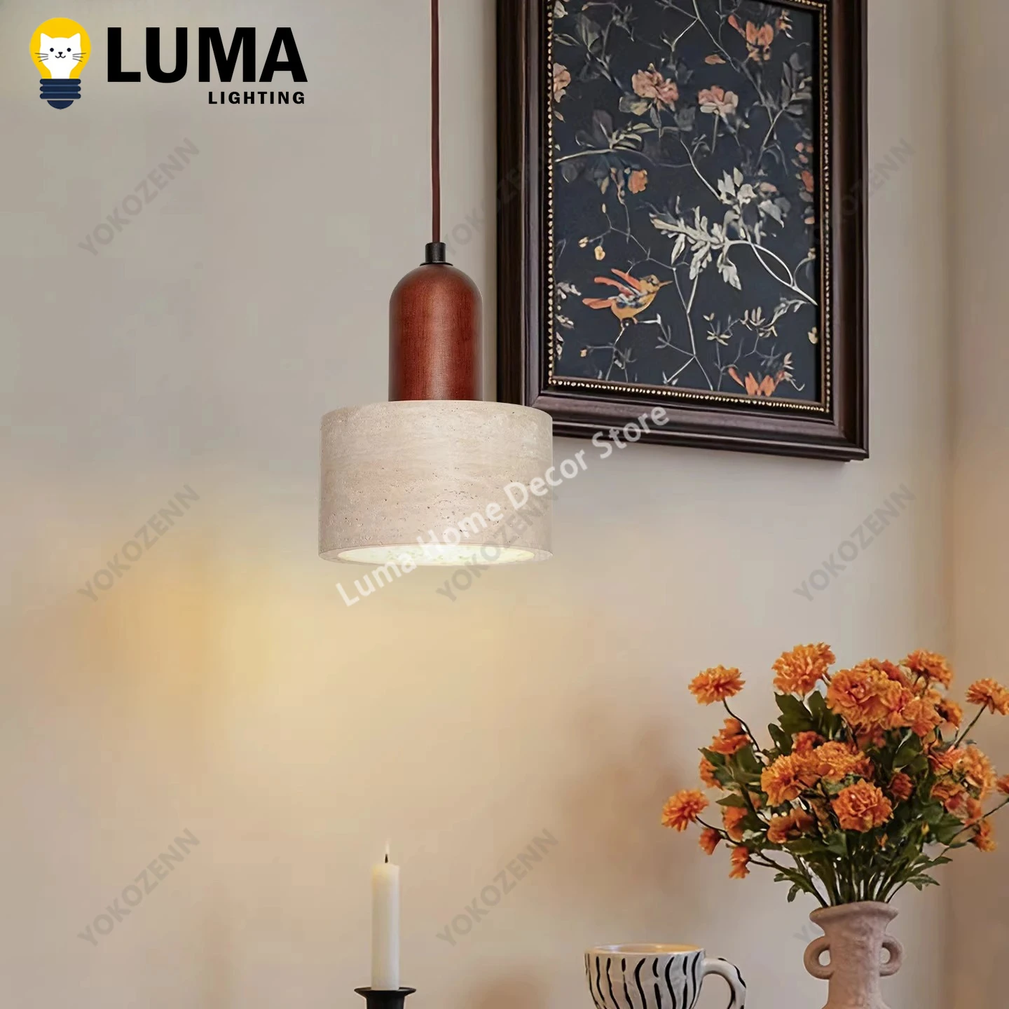 Kitchen Island Pendant Light Travertine Dining Table Hanging Lamp Bar Counter Light Single Double Triple Head Linear Fixture - view 3