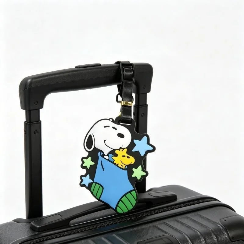 Niedlicher Snoopy Cartoon Silikon-Gepäckanhänger, Anti-Verlust-Koffer-Identifikator, Bordetikett, Weiches Wasserdichtes Reisegepäck-Namensschild – Detail 2