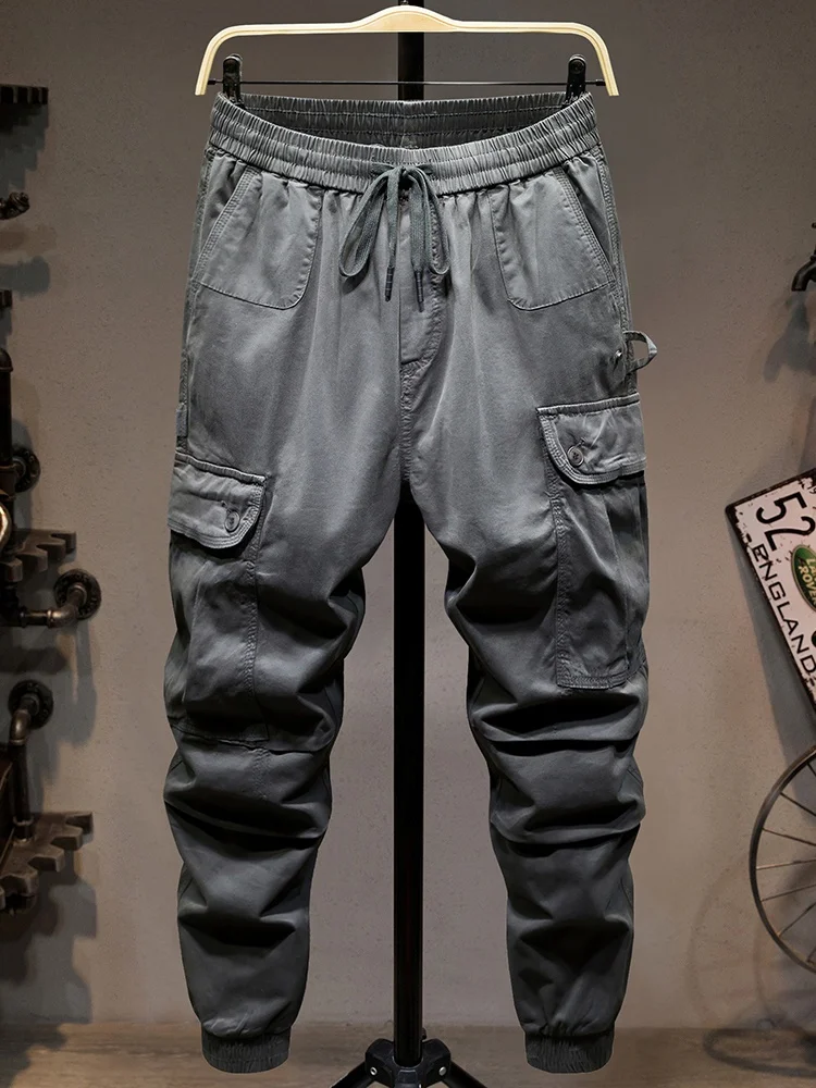 

American Retro Men's Spring Autumn Wide Leg Workwear Pants Casual Outdoor Faionable Loose Fit Trousers with kets