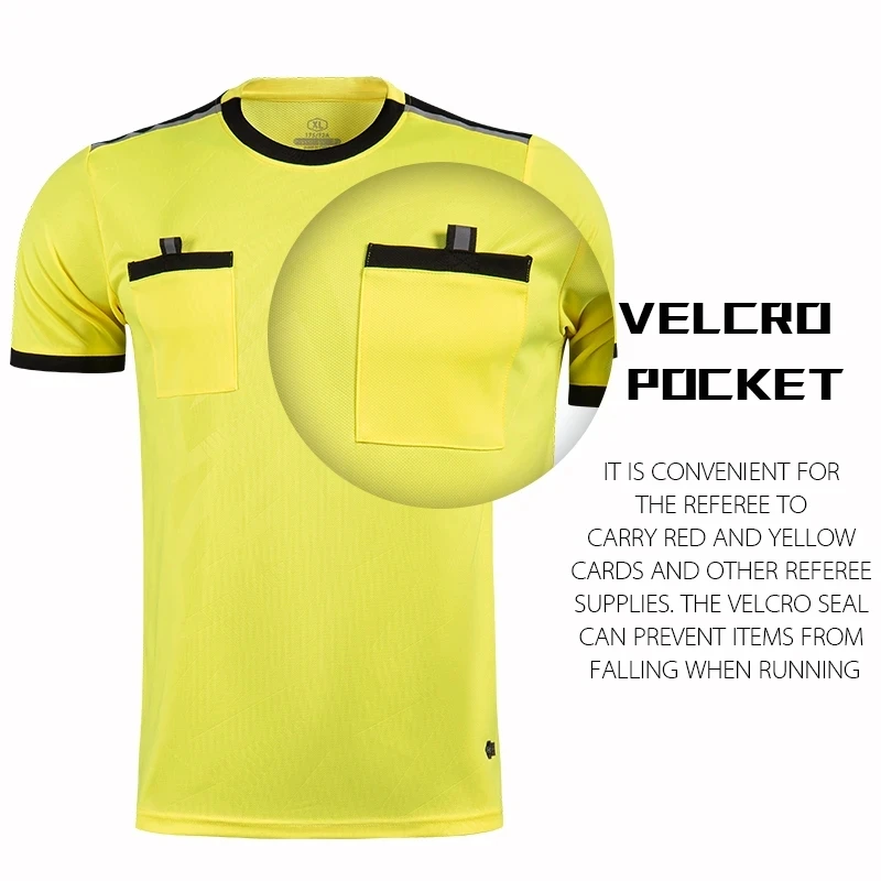 Professional Men Referee Uniforms Soccer Football Jerseys Shorts Shirts Suit Pocket Tracksuits Thailand Clothes Judge Sportswear