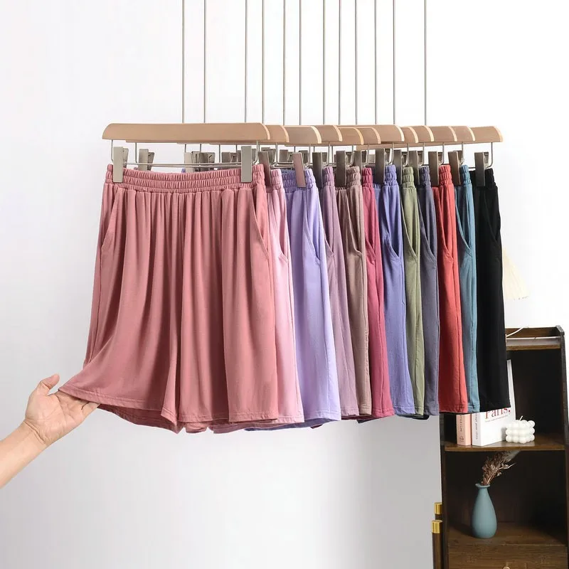 Plus-Size Women's High-Waisted Modal Summer Casual Loose Shorts With Pockets for Home Wear
