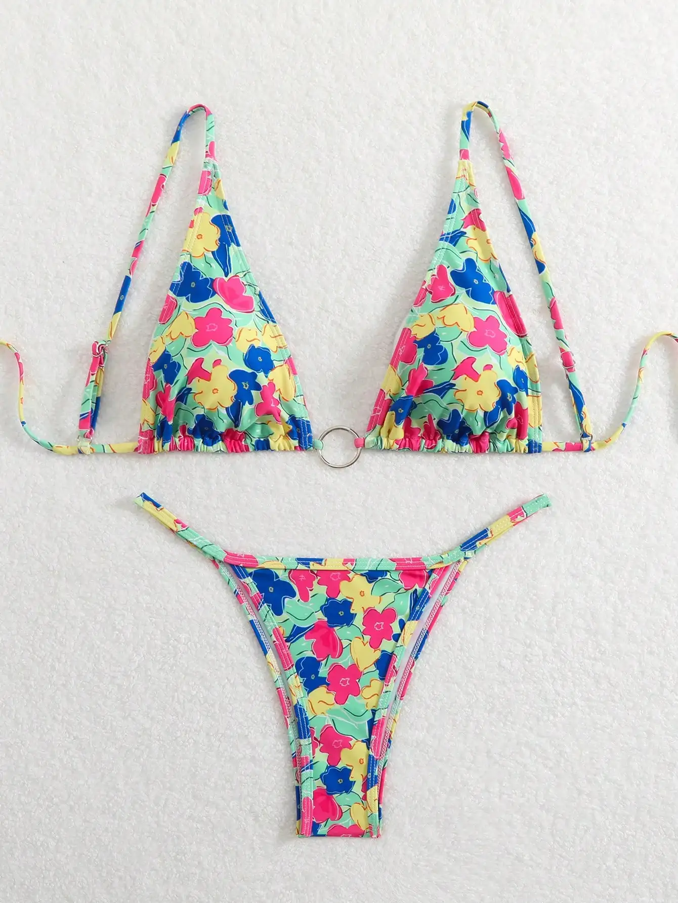 Sexy Solid Color Drawstring Hollow One-Piece Swimsuit European American Style for Vacation Party Fashionable Casual Swimwear