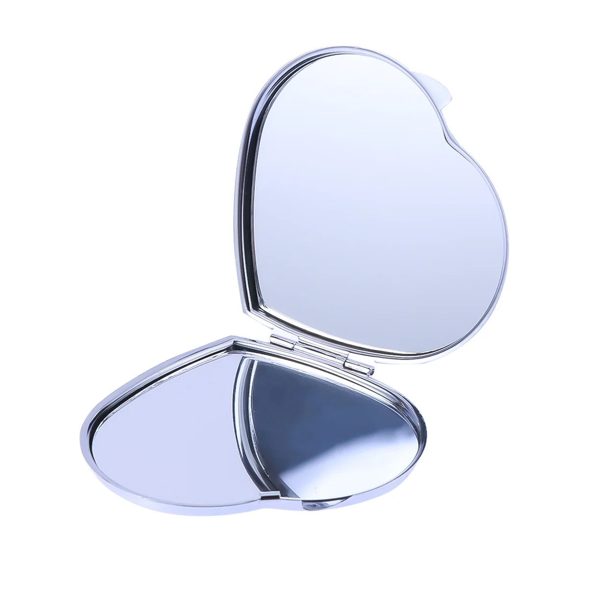 Folding Mirror Compact Dual Sided Heart Shape Portable Makeup Travel Mirror Lightweight Metal Case High Definition Reflection