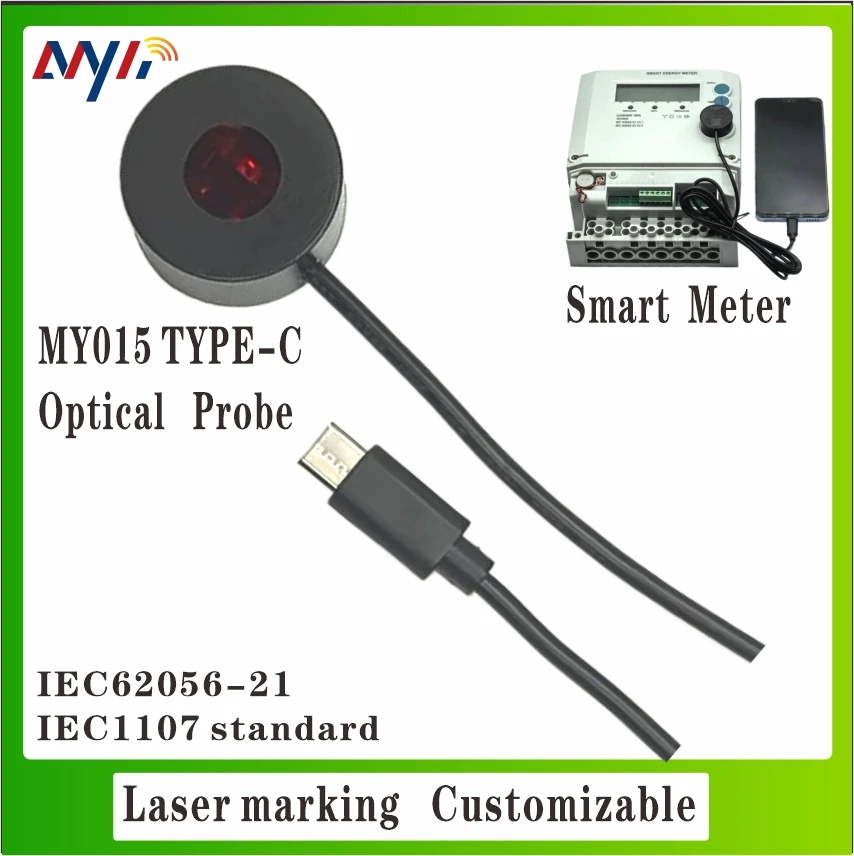 

MY015 FT232 TYPE-C USB Инфракрасная головка IR 940 нм Оптический датчик для расхода Электрический счетчик воды в киловатт-часах Инструмент для считывания