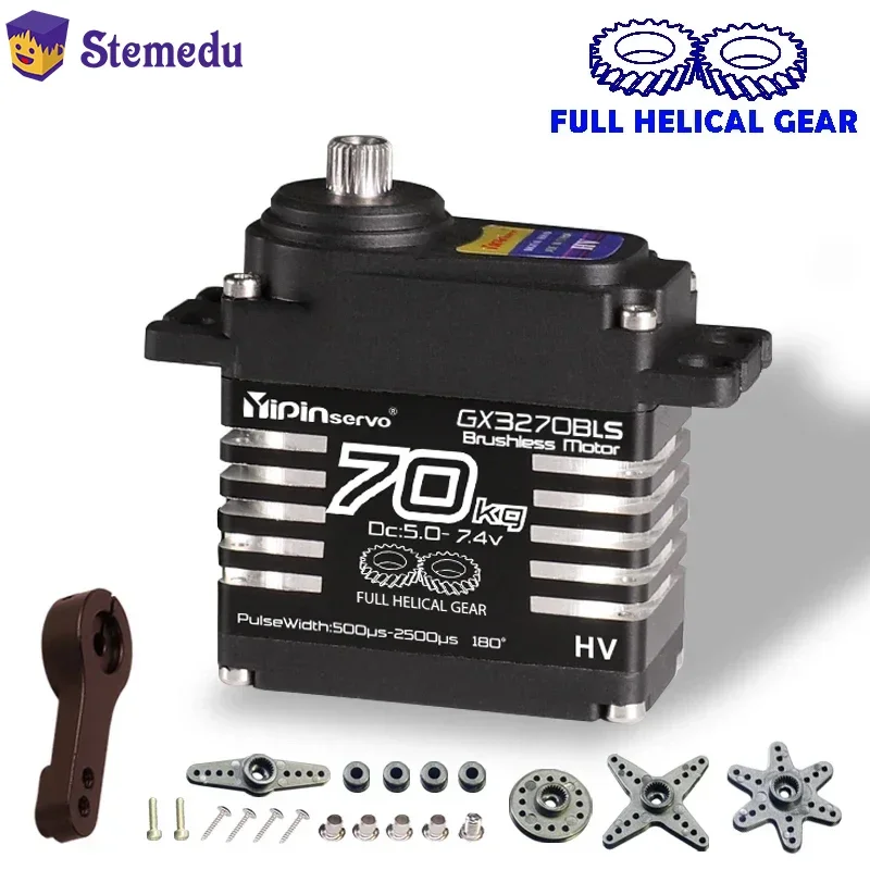 Impermeável grande torque Servo aço helicoidal engrenagem, carros remotos acessórios, instalação magnética, IP68, 8.4V, sem escova, 70kg, 1 8 1 10