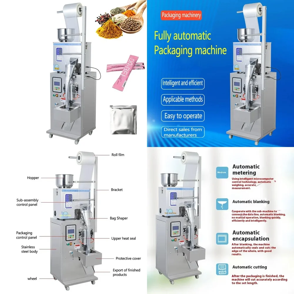 123Hot Hot Sale Full Automatic Small Paper Bag Packing Machine Food Wrapping Salt Pepper Coffee Powder Sugars New Condition Foil