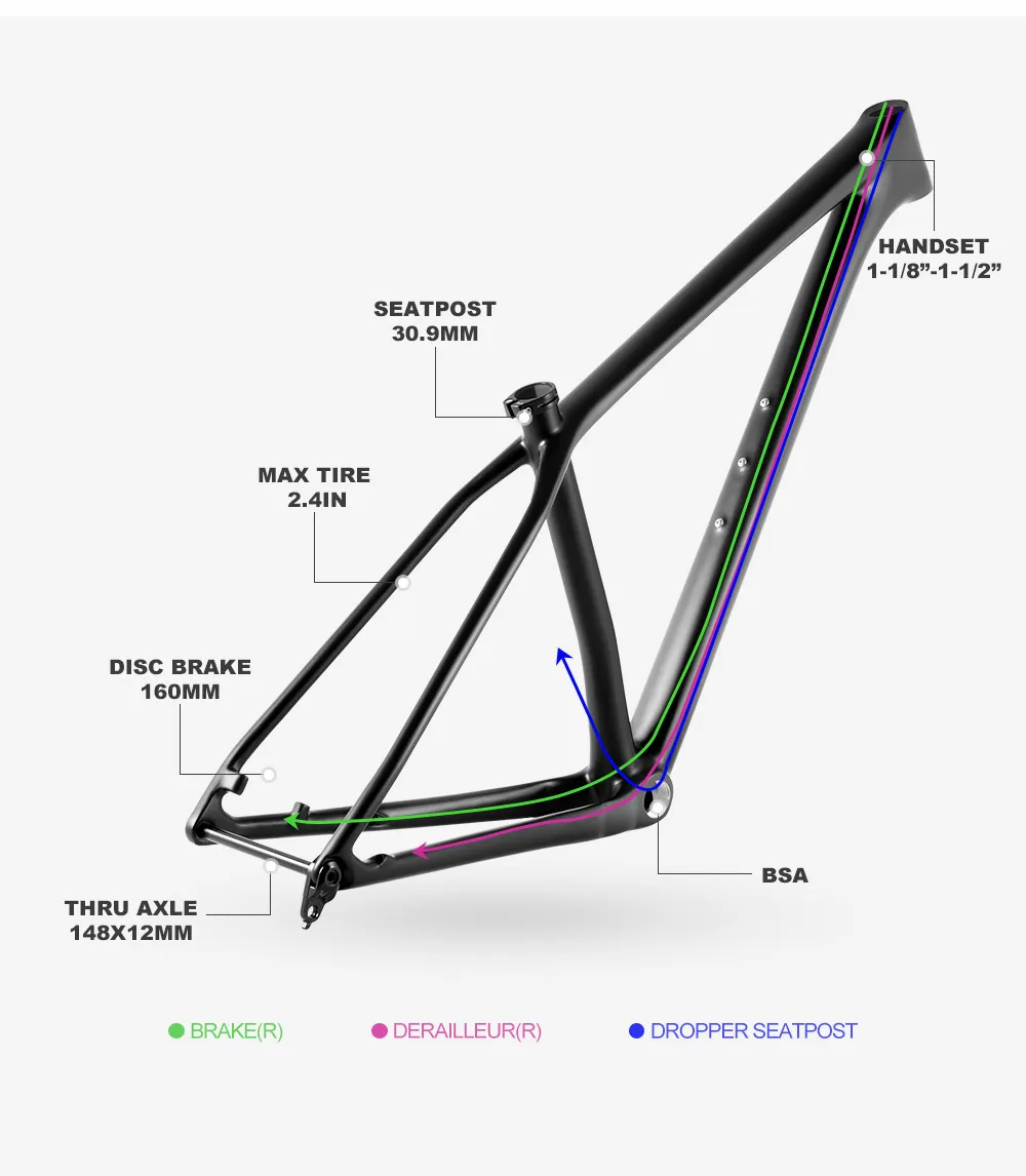 Spcycle T1000 Carbon 29 Hardtail Mountain Bike Frame EPS Technology BSA 12x148mm Boost 29er MTB Carbon Frame