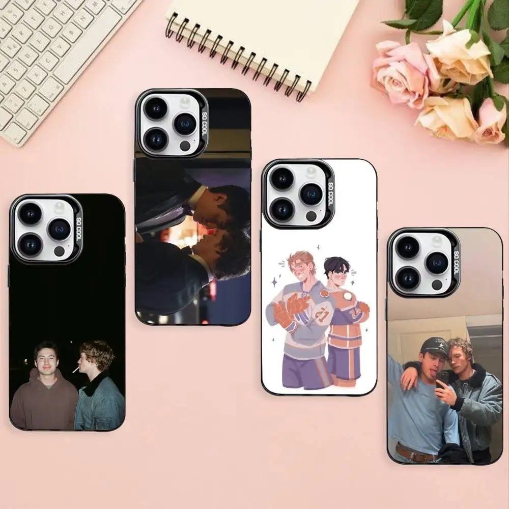 

Heated Rivalry Phone Case For iPhone17,16,15,14,13,12,11 Plus,Pro Max Black Border Silver Plated Cover