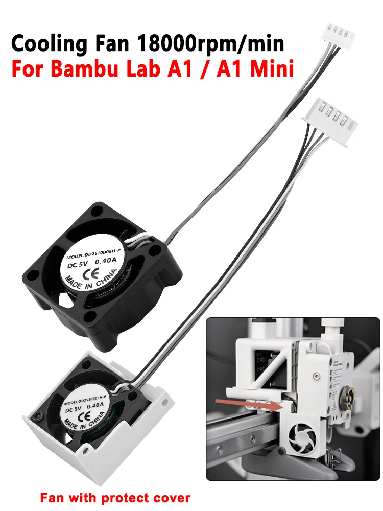 Wysokiej jakości wentylator chłodzący do hotendu Bambu Lab A1 Mini, 18000 obr./min, wentylator chłodzący 2510 do drukarki 3D Bambulab A1, części zamienne. — zdjęcie produktu 7