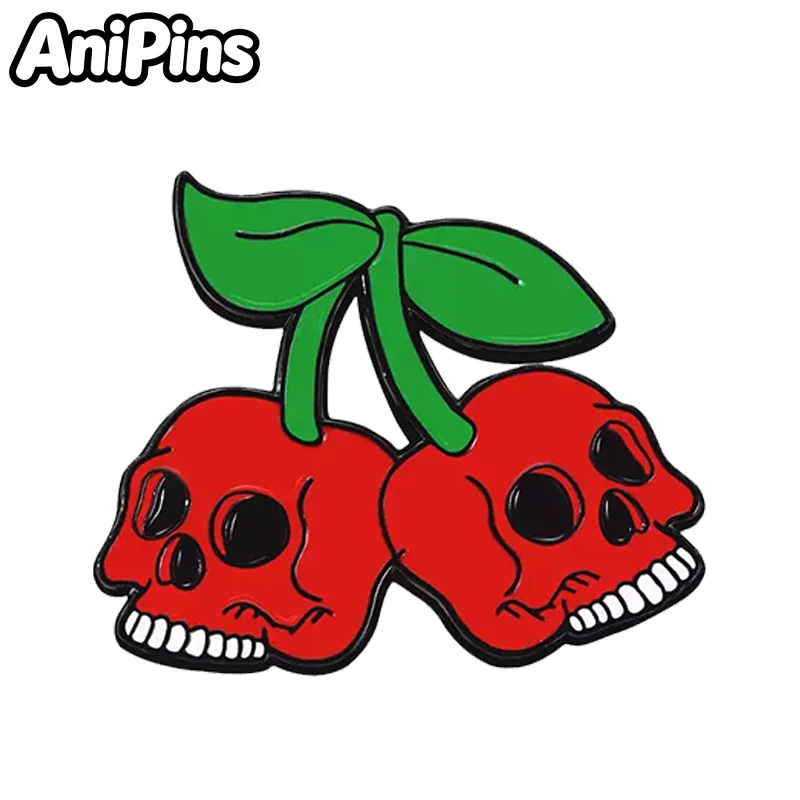 AniPins Funny Fruits Skull Pins 4-design Enamel Cartoon Skeleton Metal Brooch Pin For Clothes Backpack Lapel Badge Gifts