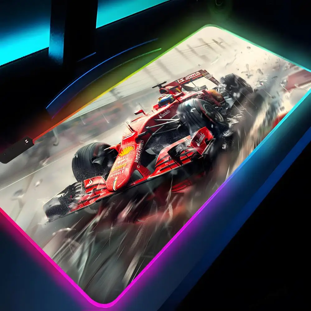 Formula 1 Racing F1 Mouse Pad Rgb Xxl Laptop Mat Gaming Mousepad Backlit Keyboard Gamer Girl Table Pads Desk