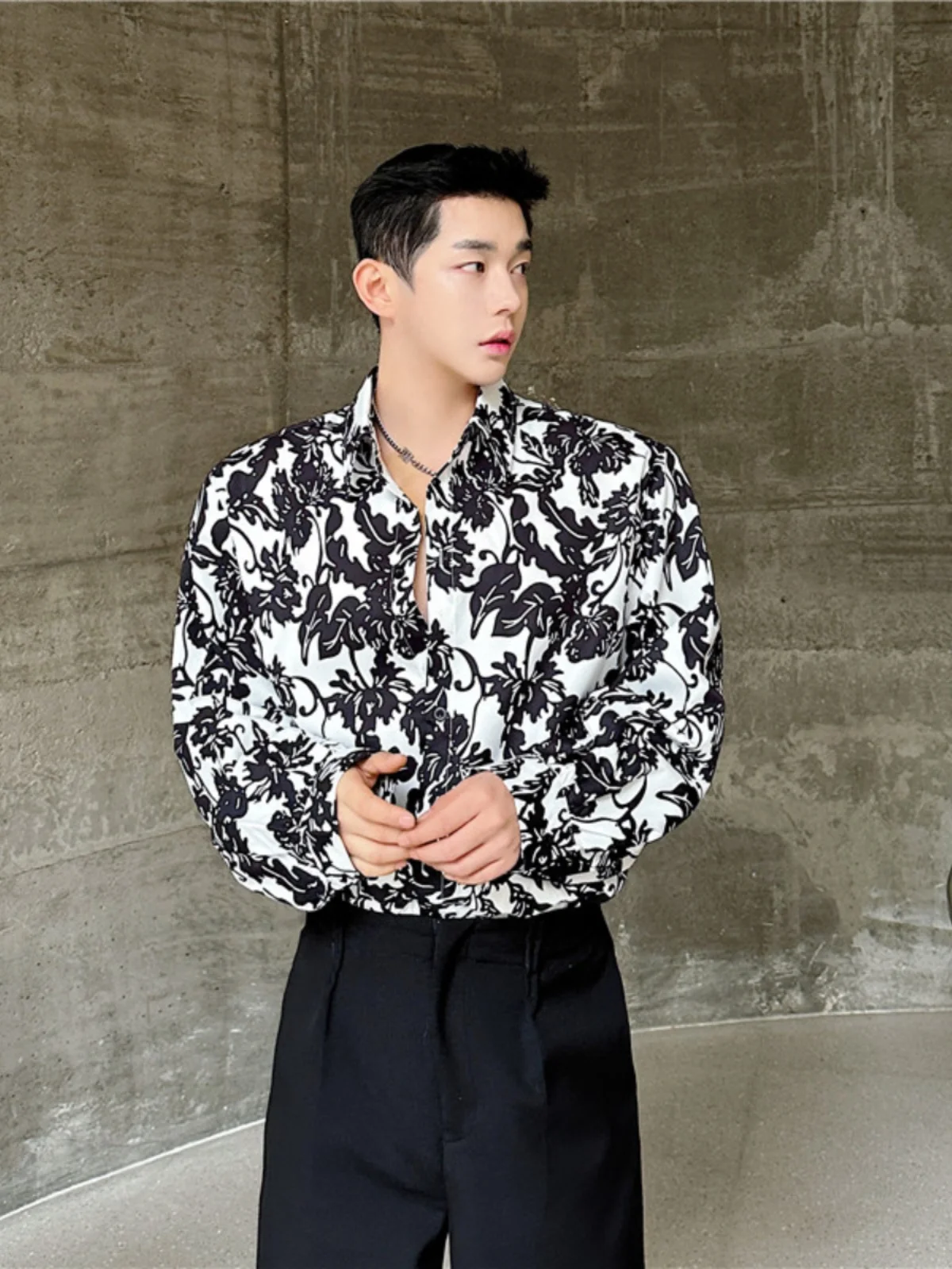 

Loose Fit Printed Casual irt Men's Long Sve Faionable Versatile Hairst Sle Polyester Blend Summer irt