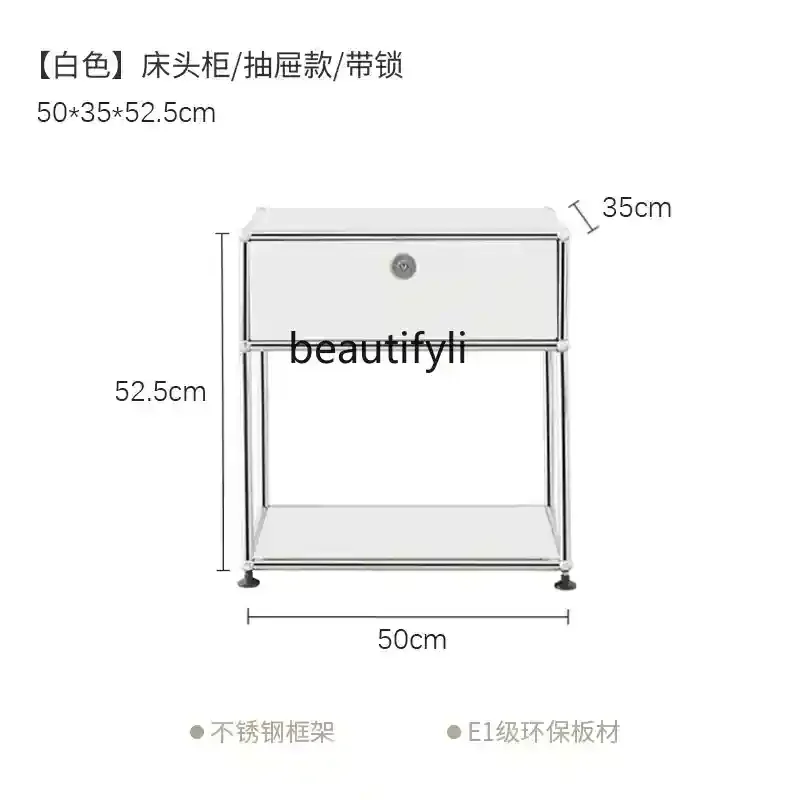 طاولة بجانب السرير USM من العصور الوسطى باوهاوس وحدة فاخرة خفيفة من الفولاذ المقاوم للصدأ لتخزين غرفة النوم