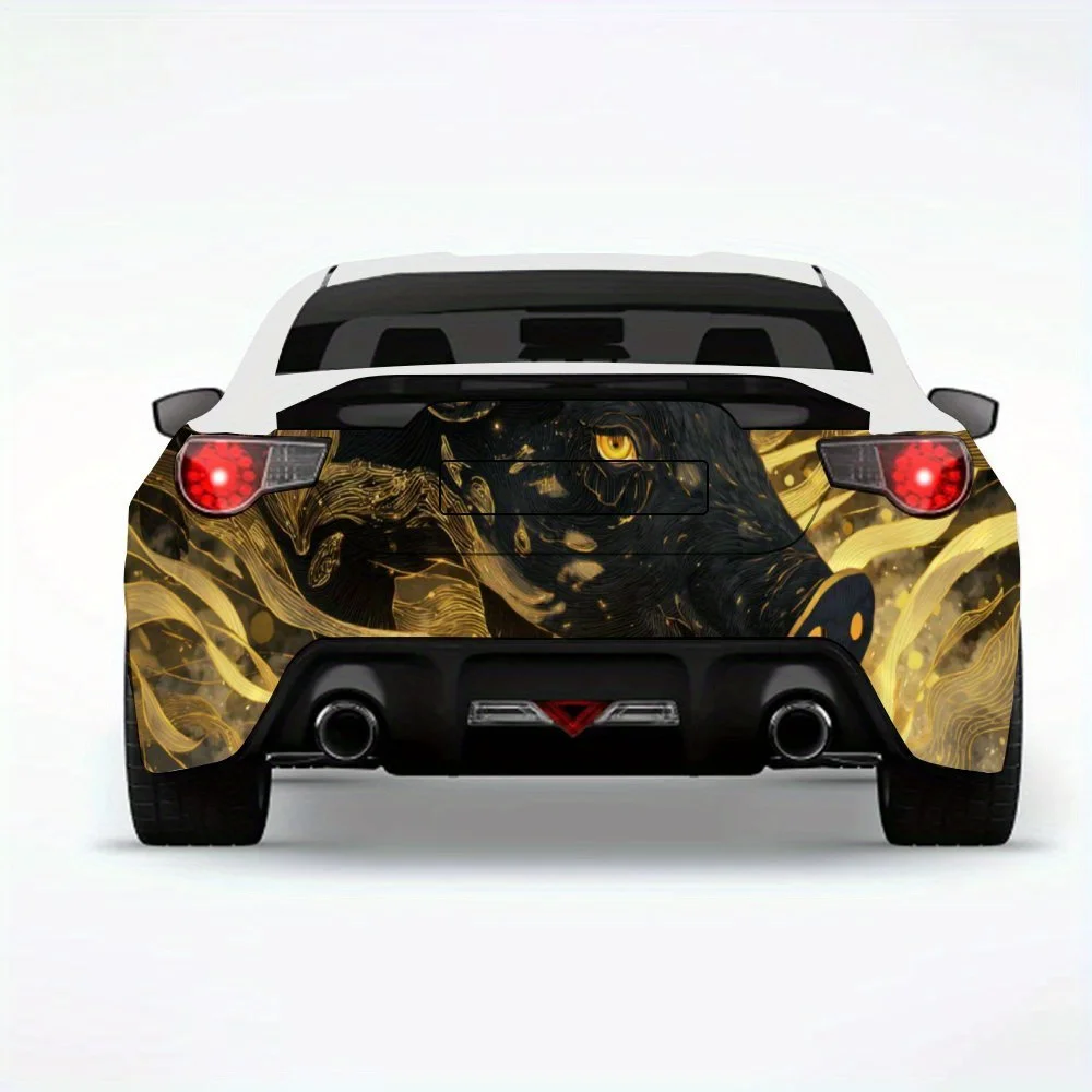 

Black Pig with Golden Light Car Sticker,Vinyl Decal for Car Rear, Waterproof Self-Adhesive Vinyl Stickers for Vehicle Tail and B