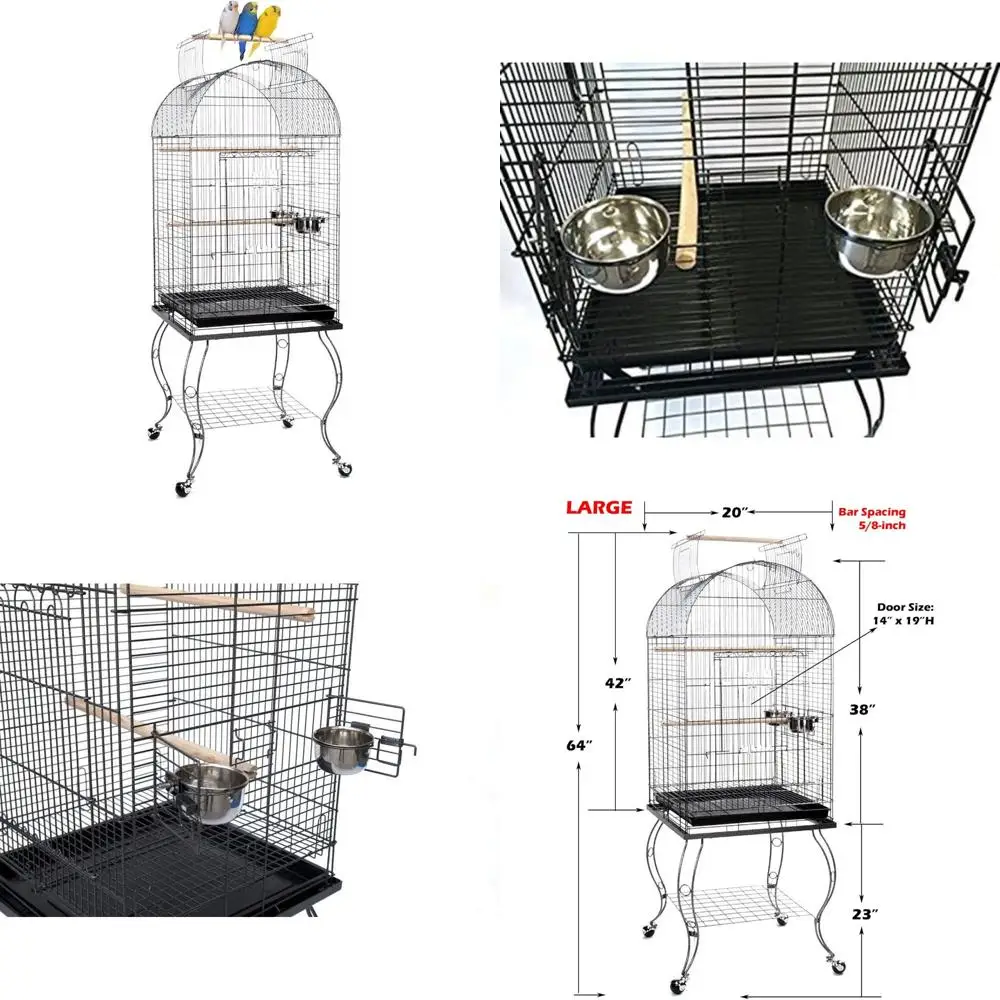 

Большая 65-дюймовая клетка для птиц с интервалом 5/8 дюймов для попугаев, неразлучников, кореллов и попугаев — легко открывающиеся и закрывающиеся, Su