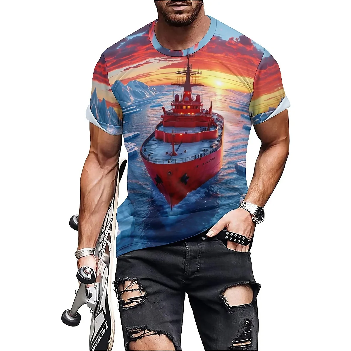 

Breathable & Quick-Drying Casual Men's 3D Printed Short-Sleeve T-Shirt - Youth Crew Neck T-Shirt