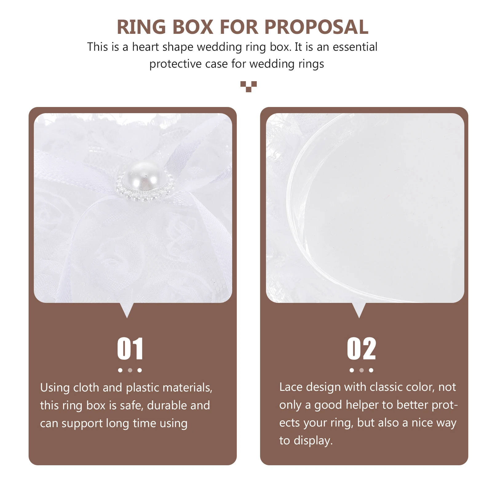 

Heart Shaped Ring Box Case Wedding Boxes for Ceremony Bride Holder Heart-shaped